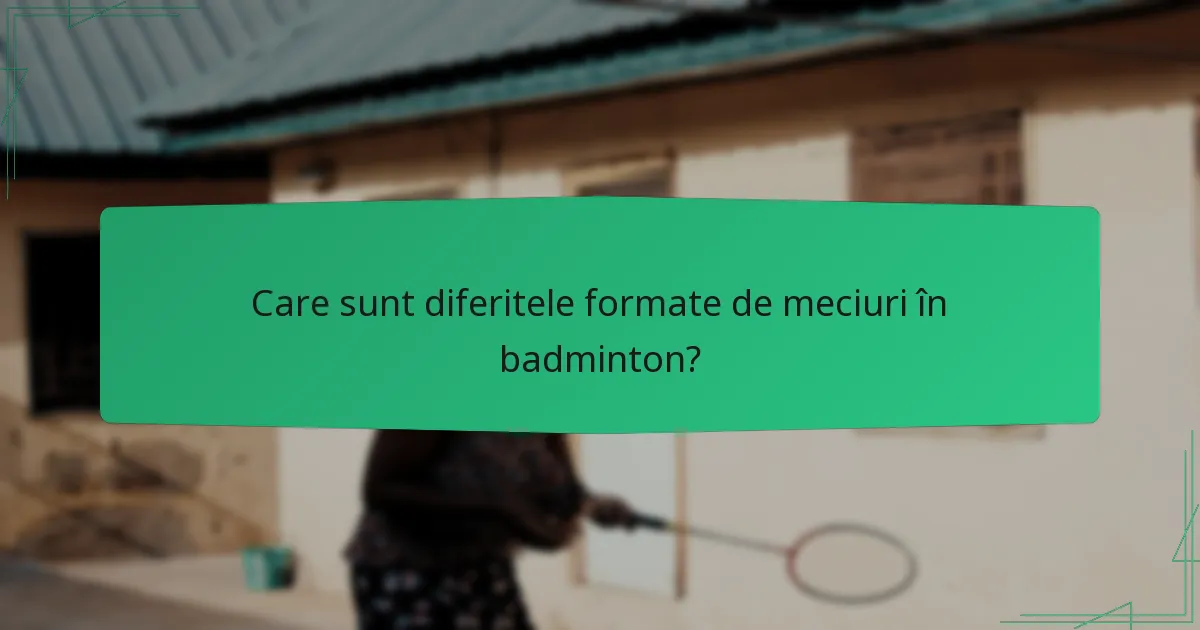Care sunt diferitele formate de meciuri în badminton?