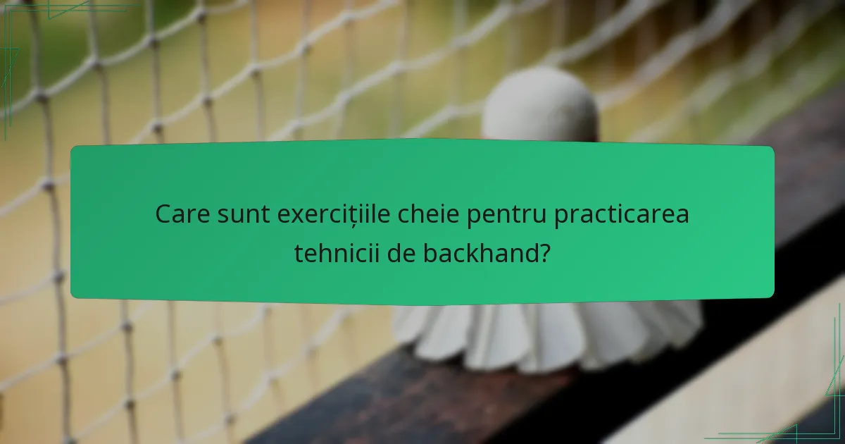 Care sunt exercițiile cheie pentru practicarea tehnicii de backhand?