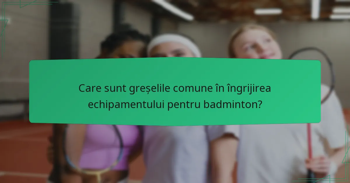 Care sunt greșelile comune în îngrijirea echipamentului pentru badminton?