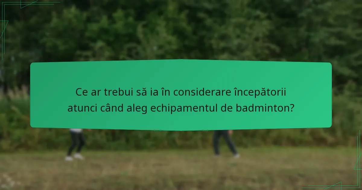 Ce ar trebui să ia în considerare începătorii atunci când aleg echipamentul de badminton?