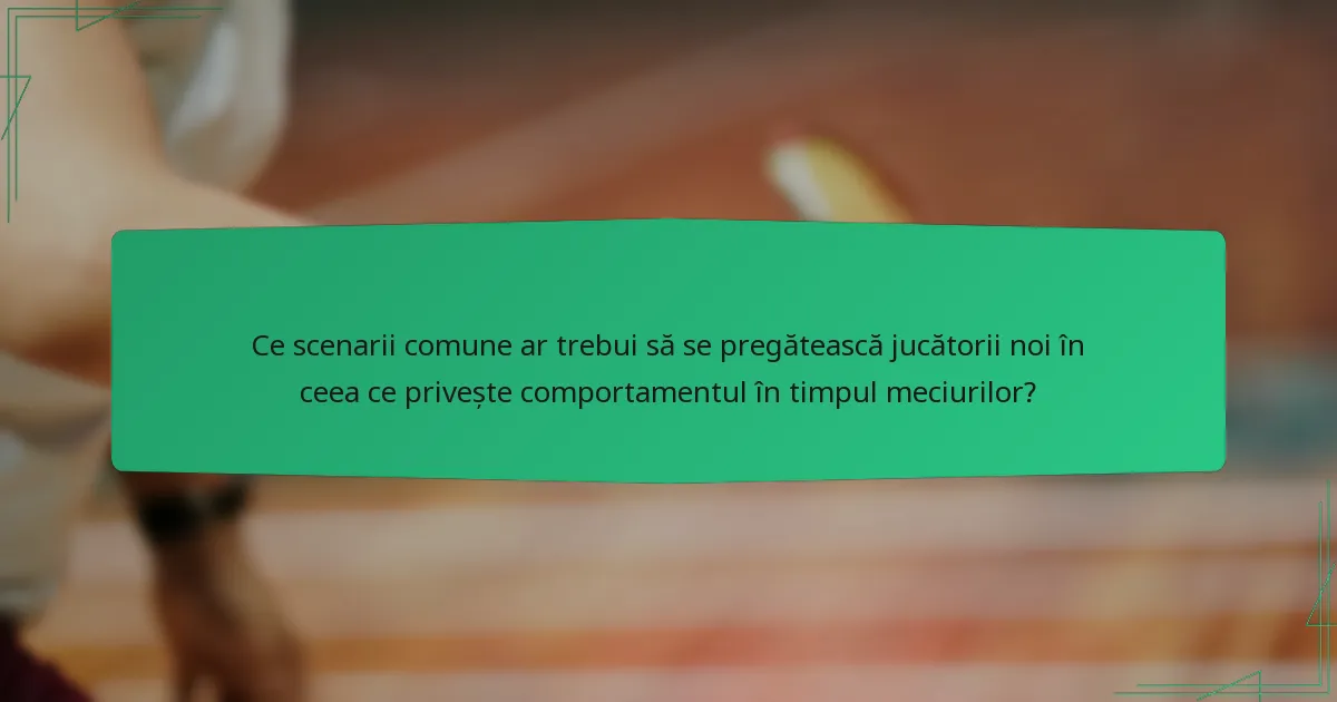 Ce scenarii comune ar trebui să se pregătească jucătorii noi în ceea ce privește comportamentul în timpul meciurilor?