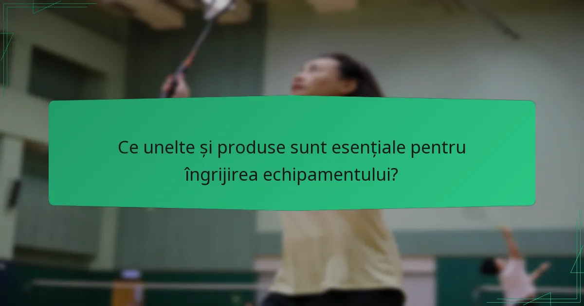 Ce unelte și produse sunt esențiale pentru îngrijirea echipamentului?