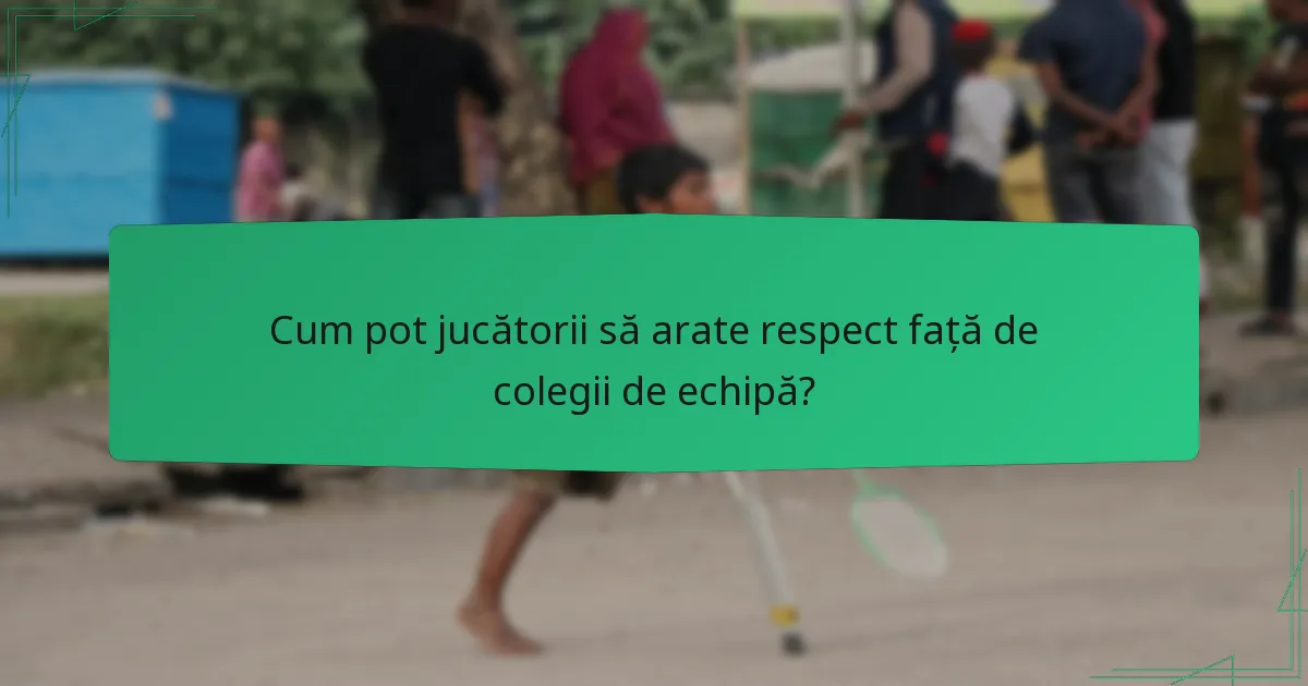 Cum pot jucătorii să arate respect față de colegii de echipă?