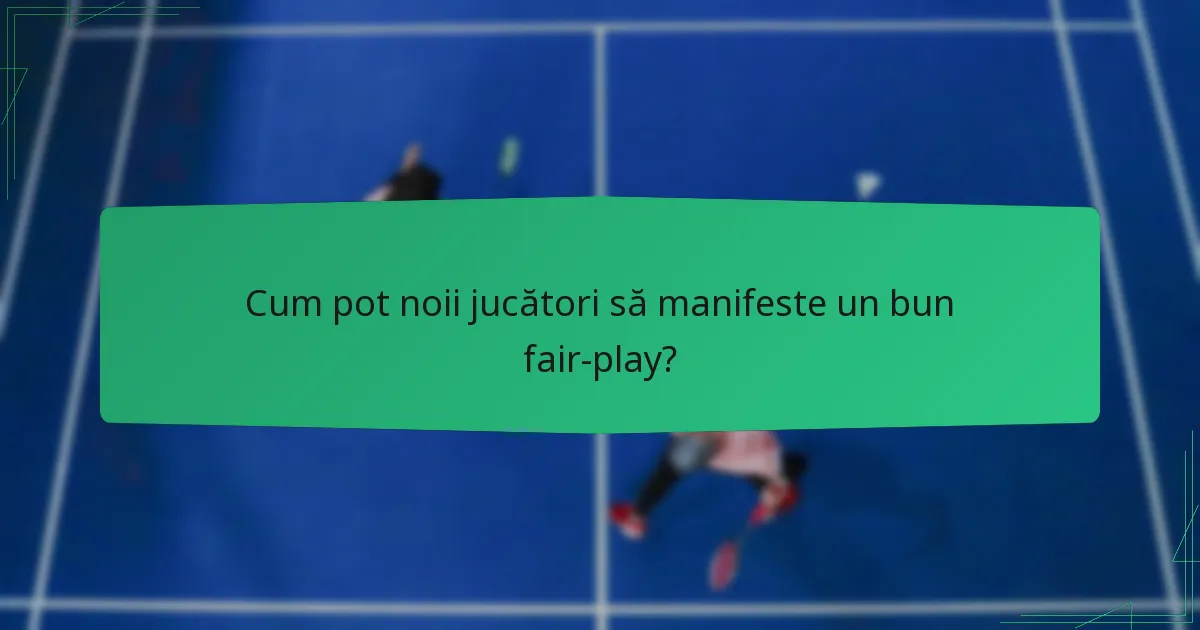 Cum pot noii jucători să manifeste un bun fair-play?