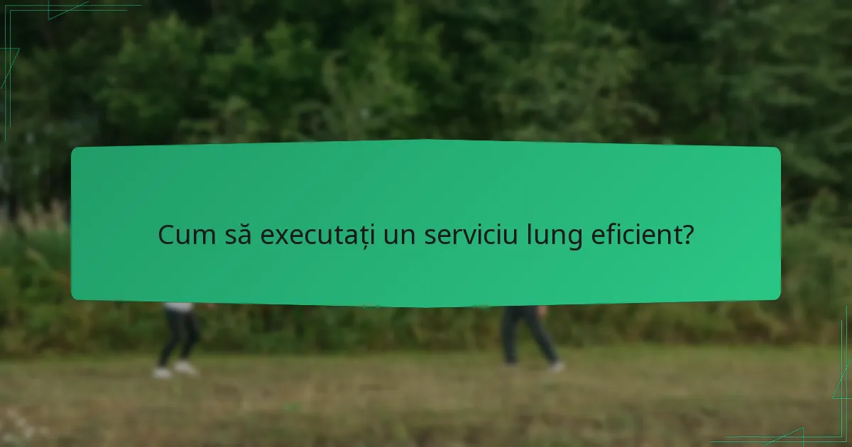 Cum să executați un serviciu lung eficient?