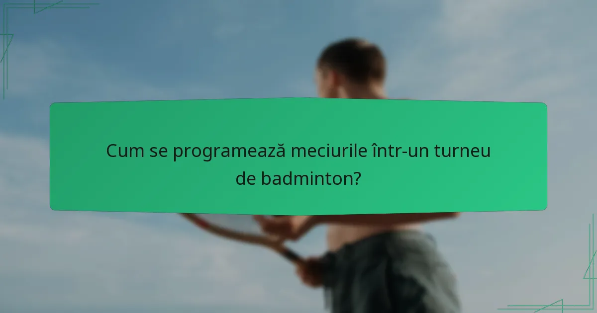 Cum se programează meciurile într-un turneu de badminton?