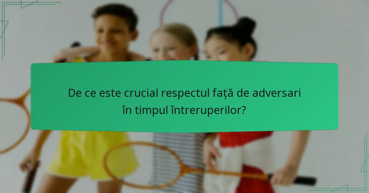 De ce este crucial respectul față de adversari în timpul întreruperilor?