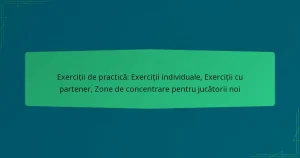 Exerciții de practică: Exerciții individuale, Exerciții cu partener, Zone de concentrare pentru jucătorii noi