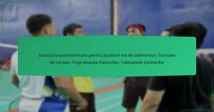Structura evenimentului pentru jucătorii noi de badminton: Formate de turneu, Programarea meciurilor, Tabloanele jucătorilor