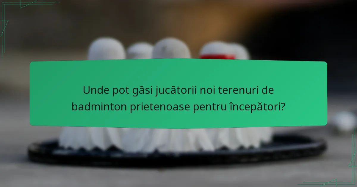 Unde pot găsi jucătorii noi terenuri de badminton prietenoase pentru începători?